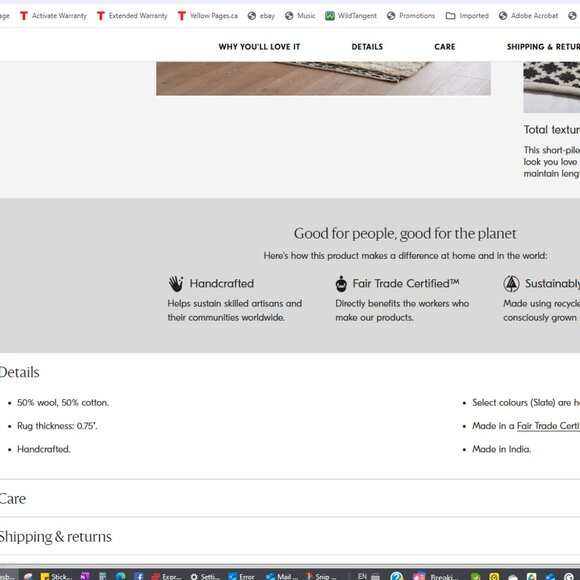 West Elm Rug Kasbah Rug 3ft X 5ft (91cm X 152cm) Soft Wool & Cotton Blend. - Picture 8 of 12